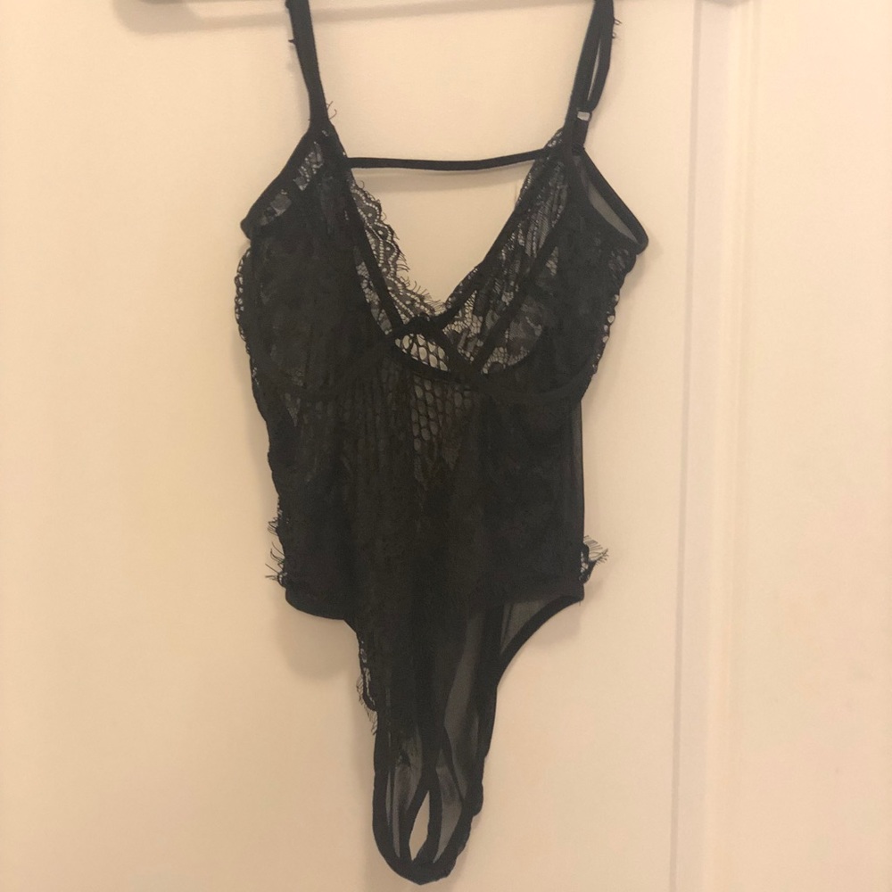 NWT- Sheer black bodysuit